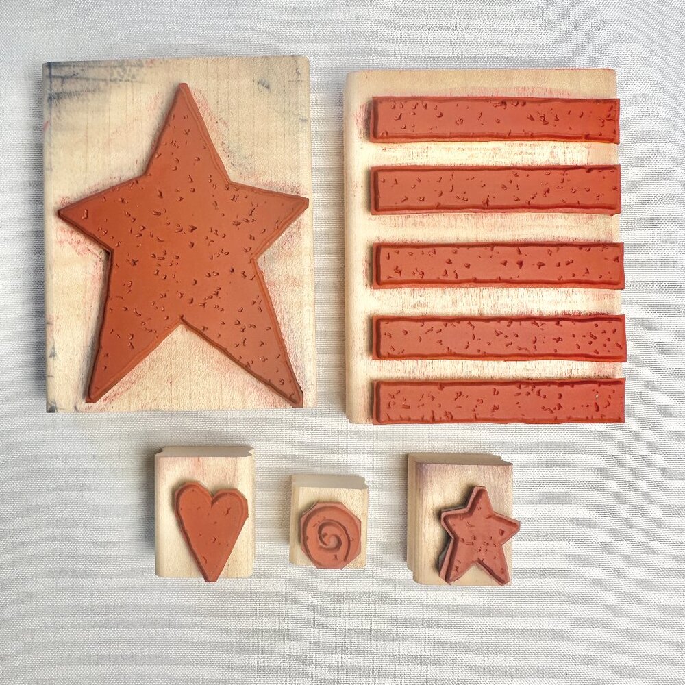 Stampin' Up! Lot of 2 Wooden Stamp Sets 2001 Old Glory 2004 Sporting Goods - Picture 3 of 7